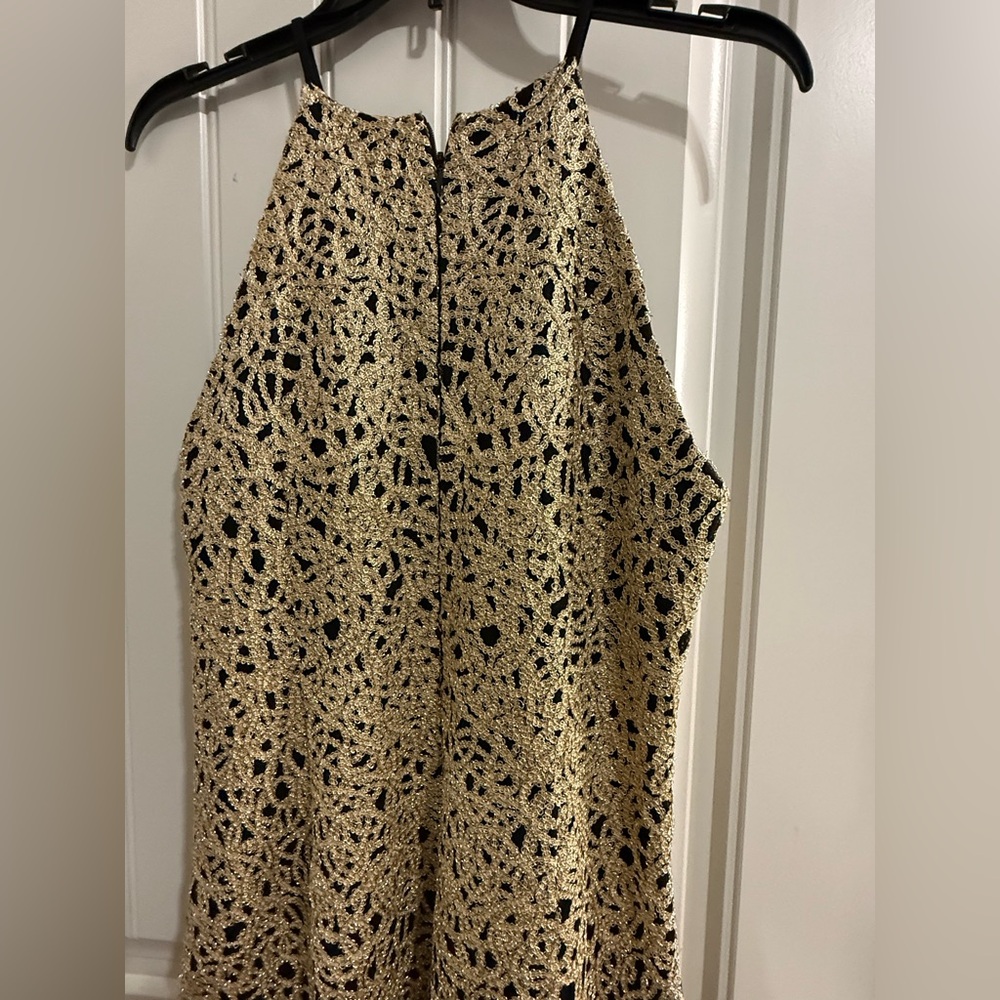 BELLE BADGLEY MISCHKA Elegant Black and Gold Embroidered Dress Size US 10 - Picture 14 of 15